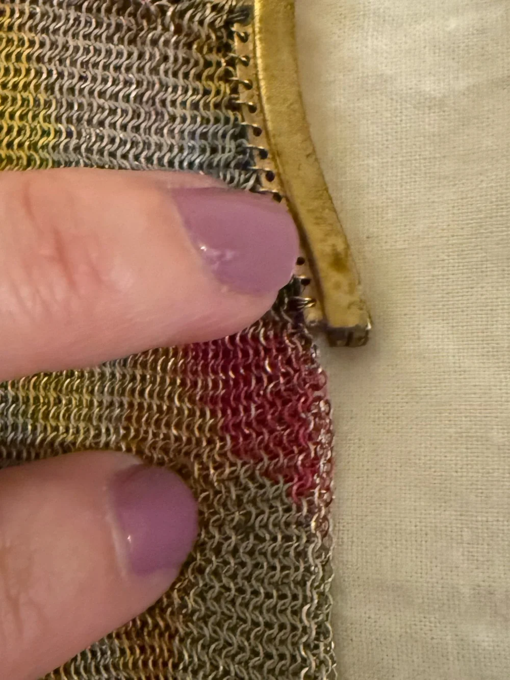 Rare 1920s Art Deco Gold Mesh/Silver Plated Rainbow coin purse